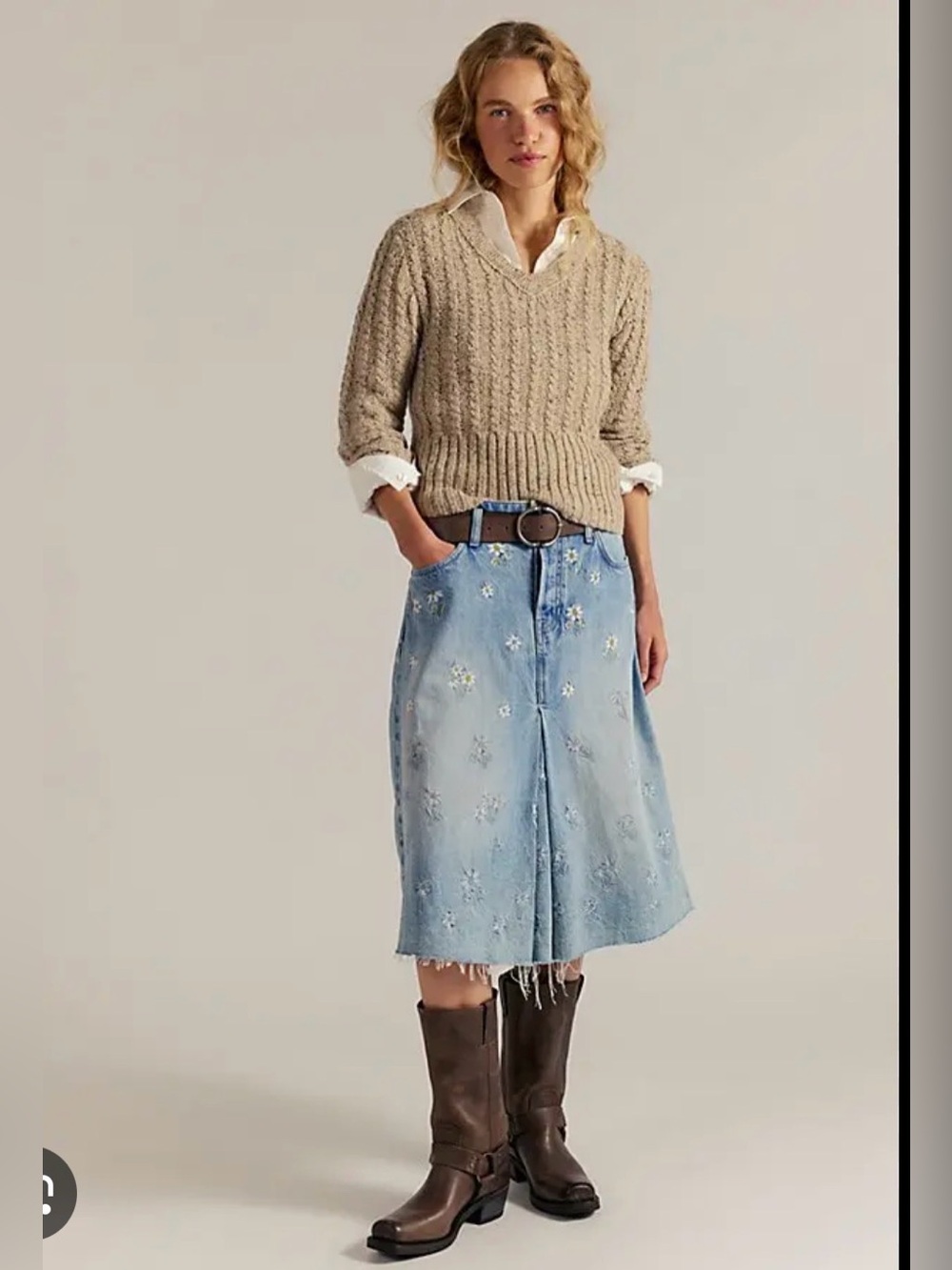 NWOT Free People We The Free Daisy Mae Embroidered Midi Skirt - Picture 3 of 13